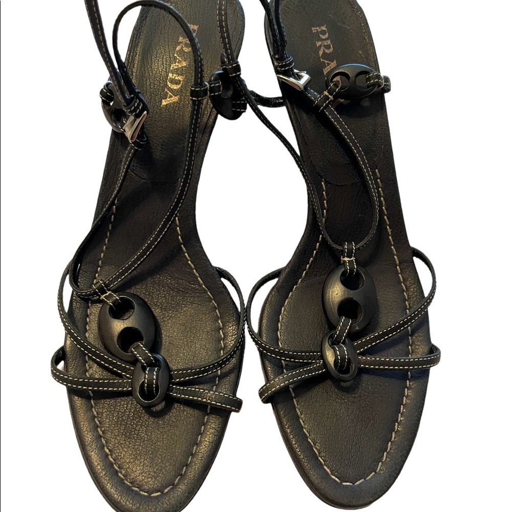 Prada sandals with 1” heel. 39 1/2. (USA 8) Made in Italy